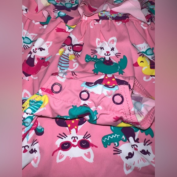 Hatley Felines in Fun Floats Mini Ruffle Pink Swim Suit 18-24 Months Kittens Cat - Picture 2 of 4